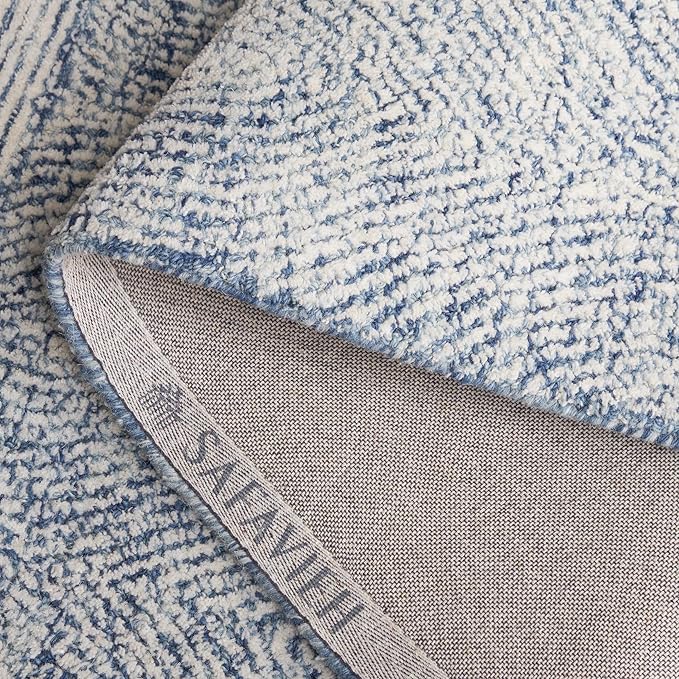 SAFAVIEH Abstract Collection Runner Rug - 8' Runner, Ivory & Navy, Transitional Design, Ideal for High Traffic Areas in Hallway, Bathroom & Kitchen (ABT340N-28)