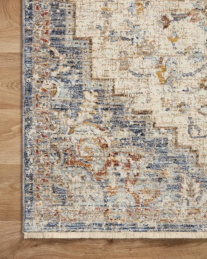 Loloi Sorrento Collection 2'-7" x 8'-0" Runner Rug in Ivory/Fiesta - Vintage Inspired Patterned Area Rug, Unique Area Rug for Living Room, Bedroom, Dining Area