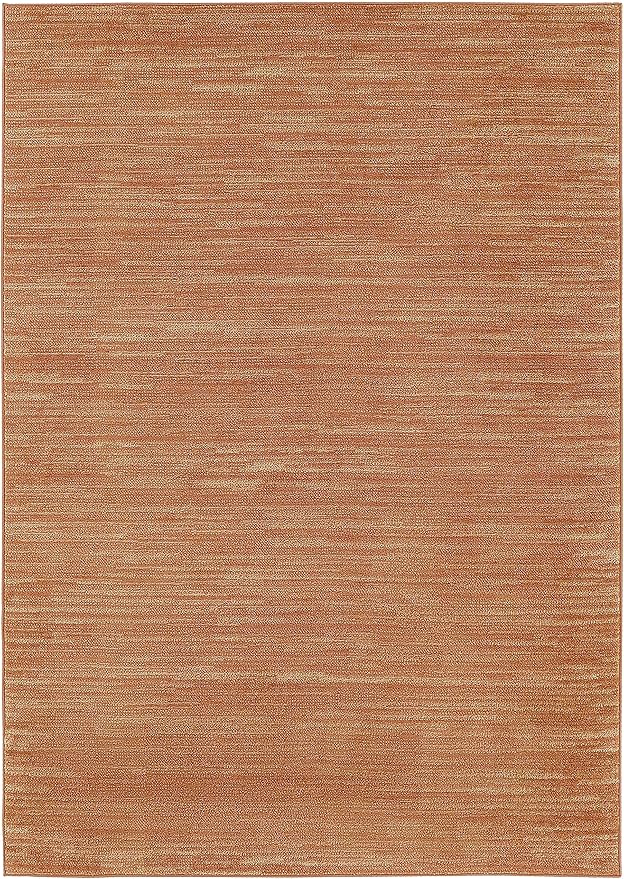 Nourison Essentials Indoor/Outdoor Rust 4' x 6' Area Rug, Easy Cleaning, Non Shedding, Bed Room, Living Room, Dining Room, Backyard, Deck, Patio (4x6)