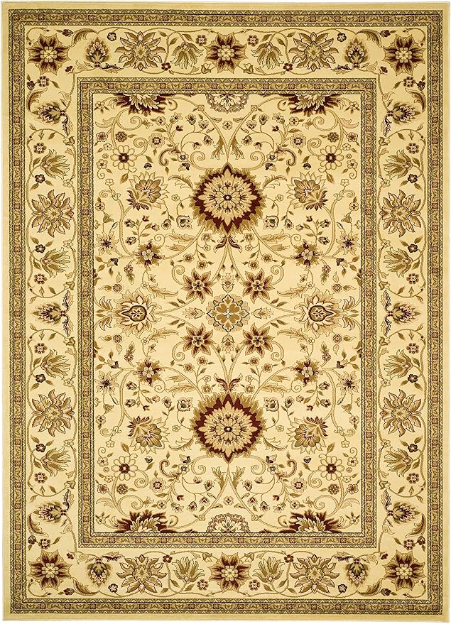 SAFAVIEH Lyndhurst Collection 8' Square Ivory / Ivory LNH212L Traditional Oriental Non-Shedding Living Room Bedroom Dining Home Office Area Rug