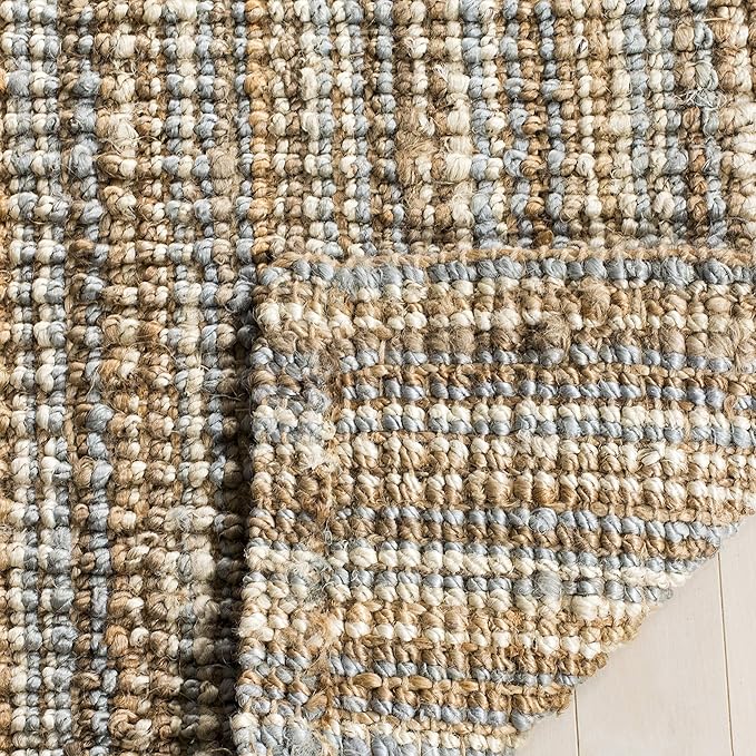 Safavieh Natural Fiber Collection X-Large Area Rug - 11' x 15', Grey & Natural, Handmade Chunky Textured Jute 0.75-inch Thick, Ideal for High Traffic Areas in Living Room, Bedroom (NF447K)