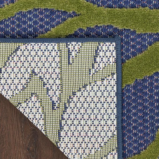 Nourison Aloha Indoor/Outdoor Modern Navy Multicolor 7'10" x 10'6" Area Rug, Easy Cleaning, Non Shedding, Bed Room, Living Room, Dining Room, Backyard, Deck, Patio (8x11)