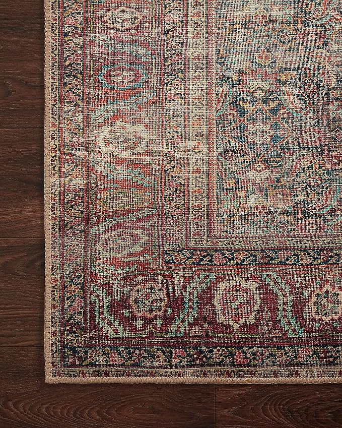 Loloi II Wynter Collection WYN-09 Onyx/Multi 2'-0" x 5'-0", .13" Thick, Accent Rug, Soft, Durable, Printed, Vintage Inspired, Low Pile, Non-Shedding, Easy Clean, Living Room Rug