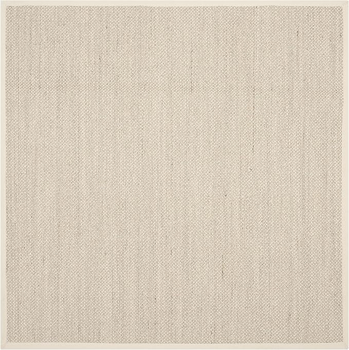 SAFAVIEH Natural Fiber Collection Area Rug - 8' Square, Marble & Beige, Border Sisal Design, Easy Care, Ideal for High Traffic Areas in Living Room, Bedroom (NF143C)