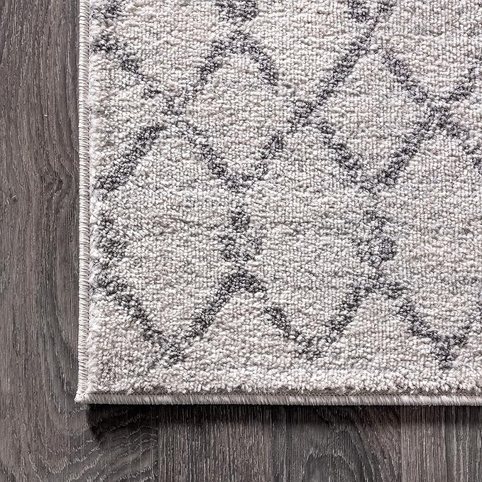 JONATHAN Y MOH101B-214 Moroccan Hype Boho Vintage Diamond 2 ft. x 14 ft. Runner-Rug, Bohemian, Southwestern, Transitional, Pet Friendly, Non Shedding, Stain Resistant, Easy-Cleaning, Cream/Gray