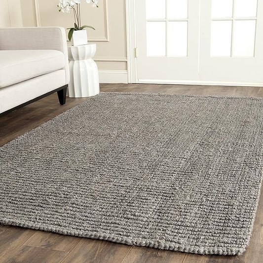 SAFAVIEH Natural Fiber Collection Area Rug - 6' x 9', Light Grey, Handmade Chunky Textured Jute 0.75-inch Thick, Ideal for High Traffic Areas in Living Room, Bedroom (NF447G)