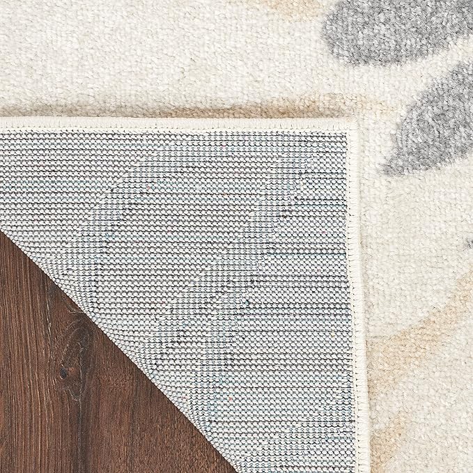 Nourison Passion Ivory Grey Blue 5'3" x 7'3" Area Rug, Boho, Floral, Easy Cleaning, Non Shedding, Bed Room, Living Room, Hallway, (5'3" x 7'3")