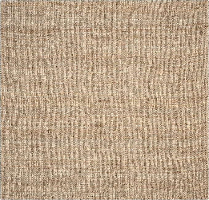 SAFAVIEH Natural Fiber Collection Area Rug - 8' Square, Natural, Handmade Chunky Textured Jute 0.75-inch Thick, Ideal for High Traffic Areas in Living Room, Bedroom (NF447A)