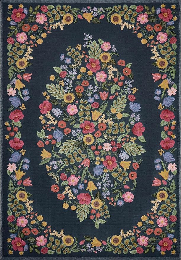 Loloi Rifle Paper Co. Perennial Collection Blossom PRN-01 Navy 7'-10" x 11'-2" Indoor/Outdoor Area Rug