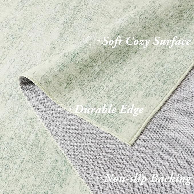 Sage Green Bathroom Rug,Non Slip Washable Boho Abstract Small Area Rug for Kitchen Bedroom Entryway,2x3,Light Green