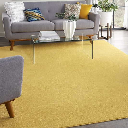 Nourison Essentials Indoor/Outdoor Yellow 8' x 10' Area Rug, Easy Cleaning, Non Shedding, Bed Room, Living Room, Dining Room, Backyard, Deck, Patio (8x10)
