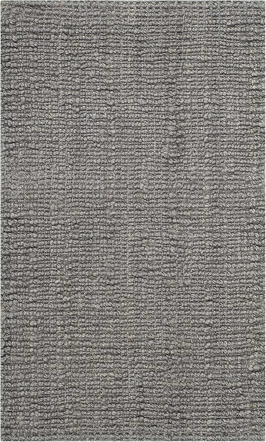SAFAVIEH Natural Fiber Collection Accent Rug - 2'6" x 4', Light Grey, Handmade Chunky Textured Jute 0.75-inch Thick, Ideal for High Traffic Areas in Entryway, Living Room, Bedroom (NF447G)