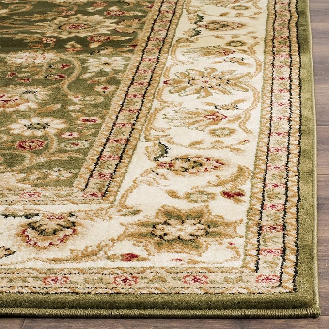 SAFAVIEH Lyndhurst Collection Area Rug - 3'3" Square, Sage & Ivory, Traditional Oriental Design, Non-Shedding & Easy Care, Ideal for High Traffic Areas in Living Room, Bedroom (LNH212C)