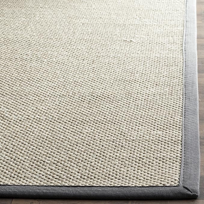 SAFAVIEH Natural Fiber Collection Accent Rug - 2' x 3', Marble & Dark Grey, Border Sisal Design, Easy Care, Ideal for High Traffic Areas in Entryway, Living Room, Bedroom (NF143D)