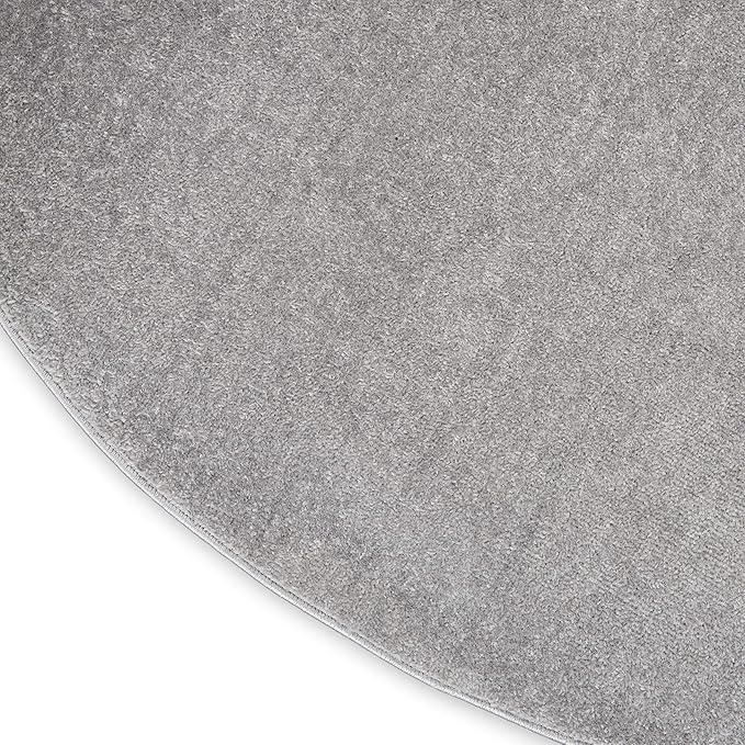 Nourison Essentials Indoor/Outdoor Silver Grey 8' x Round Area Rug, Easy Cleaning, Non Shedding, Bed Room, Living Room, Dining Room, Backyard, Deck, Patio (8 Round)