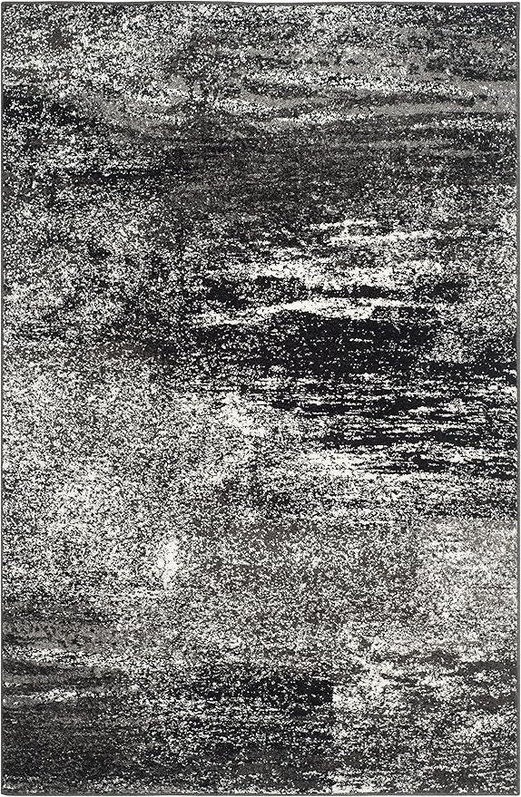 SAFAVIEH Adirondack Collection Accent Rug - 4' x 6', Silver & Black, Modern Abstract Design, Non-Shedding & Easy Care, Ideal for High Traffic Areas in Entryway, Living Room, Bedroom (ADR112A)