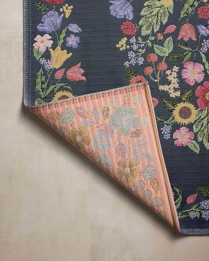 Loloi Rifle Paper Co. Perennial Collection Blossom PRN-01 Navy 7'-10" x 11'-2" Indoor/Outdoor Area Rug