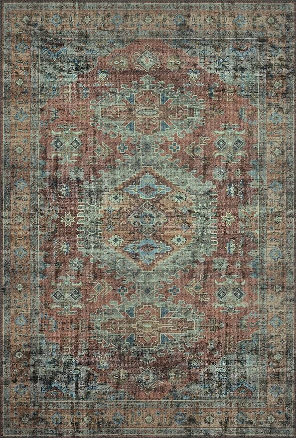 Loloi II Skye Collection SKY-07 Terracotta/Sky 2'-6" x 12'-0" Runner Rug