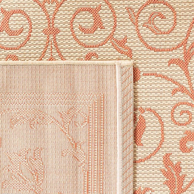 SAFAVIEH Courtyard Collection Runner Rug - 2'3" x 10', Natural & Terra, Scroll Design, Non-Shedding & Easy Care, Indoor/Outdoor & Washable-Ideal for Patio, Backyard, Mudroom (CY2098-3201)