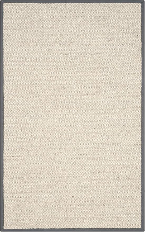 SAFAVIEH Natural Fiber Collection Area Rug - 5' x 8', Marble & Dark Grey, Border Sisal Design, Easy Care, Ideal for High Traffic Areas in Living Room, Bedroom (NF143D)