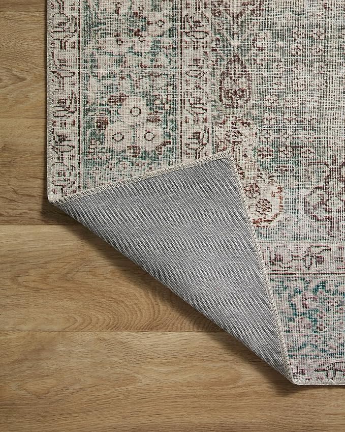 Loloi Chris Loves Julia Jules Collection JUL-08 Emerald/Antique Ivory 2'-6'' x 9'-6'', .13" Pile Height, Runner Rug