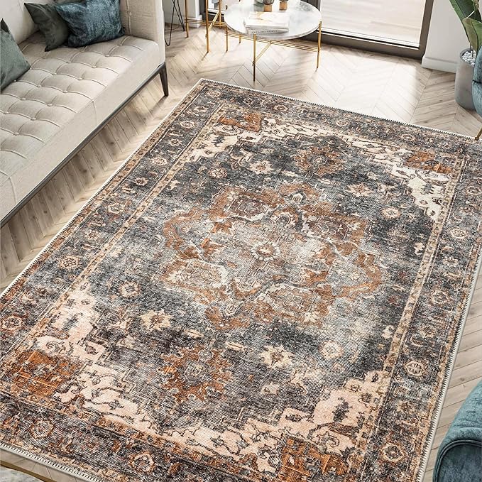 Keen Home Design 3x5 Rug - Machine Washable Entry Rug with Non-Slip Backing, Ideal for Enteryway, Kitchen, Bathroom, Laundry Room - Vintage, Easy Clean, Durable, Low Pile Rug - (3' x 5')