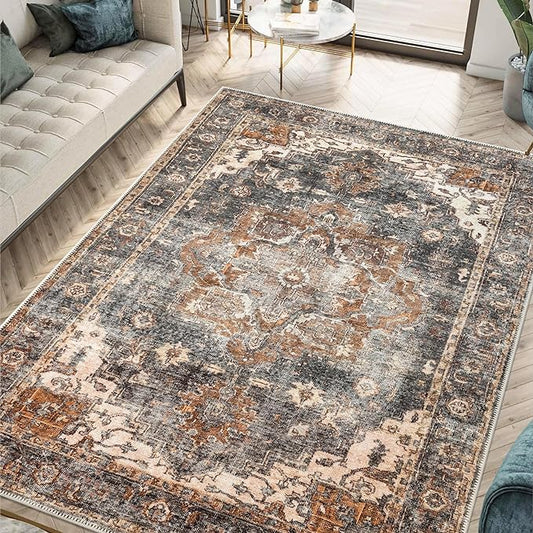 Keen Home Design 3x5 Rug - Machine Washable Entry Rug with Non-Slip Backing, Ideal for Enteryway, Kitchen, Bathroom, Laundry Room - Vintage, Easy Clean, Durable, Low Pile Rug - (3' x 5')