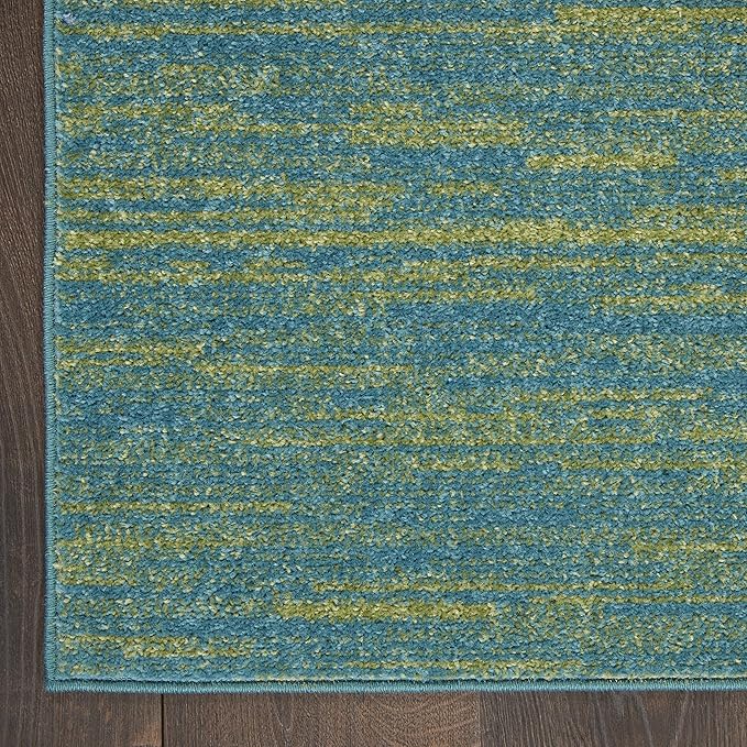 Nourison Essentials Indoor/Outdoor Blue Green 2'2" x 12' Area Rug, Easy Cleaning, Non Shedding, Bed Room, Living Room, Dining Room, Backyard, Deck, Patio (2x12)