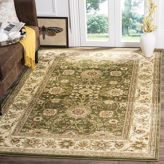 SAFAVIEH Lyndhurst Collection Area Rug - 3'3" Square, Sage & Ivory, Traditional Oriental Design, Non-Shedding & Easy Care, Ideal for High Traffic Areas in Living Room, Bedroom (LNH212C)
