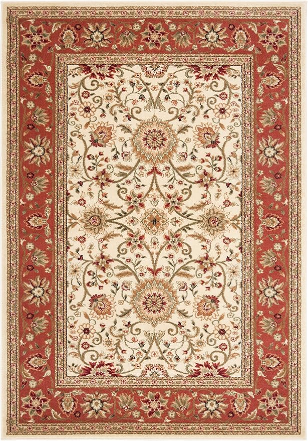 SAFAVIEH Lyndhurst Collection Accent Rug - 4' x 6', Ivory & Rust, Traditional Oriental Design, Non-Shedding & Easy Care, Ideal for High Traffic Areas in Entryway, Living Room, Bedroom (LNH212R)