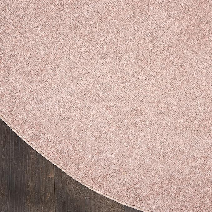 Nourison Essentials Indoor/Outdoor Pink 4' x Round Area Rug, Easy Cleaning, Non Shedding, Bed Room, Living Room, Dining Room, Backyard, Deck, Patio (4 Round)