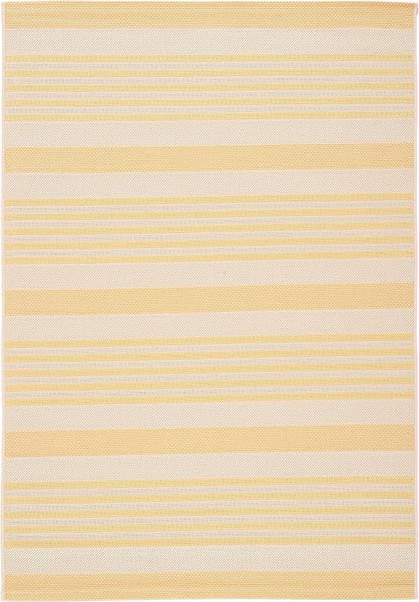 SAFAVIEH Courtyard Collection 9' x 12' Gold/Beige CY6062 Stripe Indoor/-Outdoor Waterproof Easy-Cleaning Patio Backyard Mudroom Area-Rug