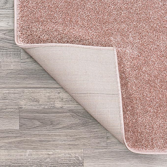 JONATHAN Y SEU100P-212 Haze Solid Low-Pile Indoor Runner Rug, Coastal, Bohemian, Minimalist, Classic, Casual for Bedroom,Kitchen,Living Room,Non Shedding,Easy-Washing, Pink, 2 X 12