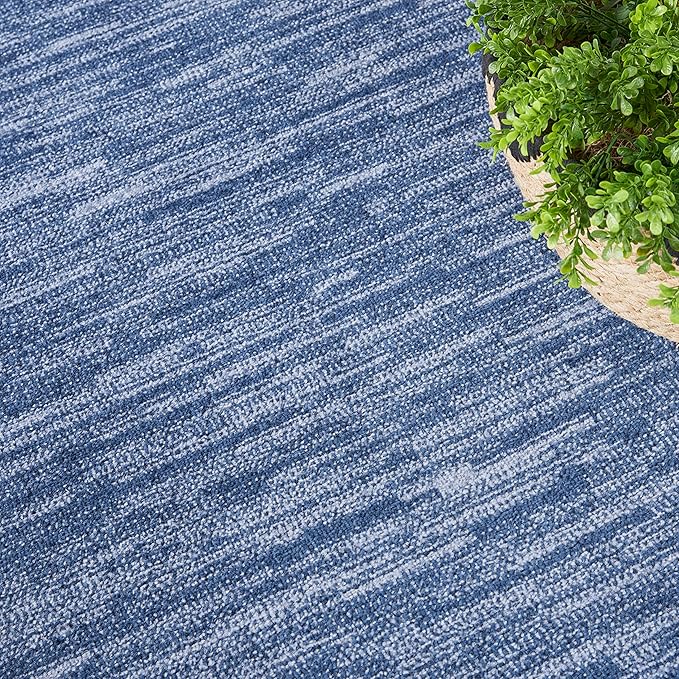 Nourison Essentials Indoor/Outdoor Navy Blue 6' x 9'Oval Area Rug, Easy Cleaning, Non Shedding, Bed Room, Living Room, Dining Room, Backyard, Deck, Patio (6x9 Oval)