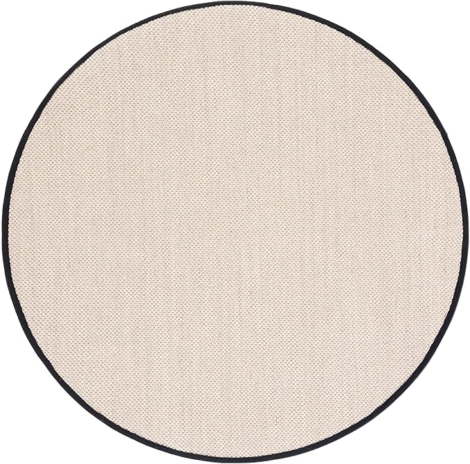 Safavieh Natural Fiber Collection Area Rug - 8' Round, Marble & Black, Border Sisal Design, Easy Care, Ideal for High Traffic Areas in Living Room, Bedroom (NF143A)
