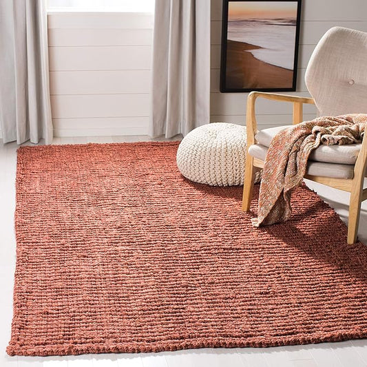 SAFAVIEH Natural Fiber Collection Accent Rug - 2' x 3', Rust, Handmade Chunky Textured Jute 0.75-inch Thick, Ideal for High Traffic Areas in Entryway, Living Room, Bedroom (NF447C)