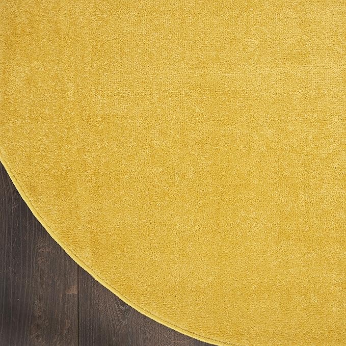 Nourison Essentials Indoor/Outdoor Yellow 8' x Round Area Rug, Easy Cleaning, Non Shedding, Bed Room, Living Room, Dining Room, Backyard, Deck, Patio (8 Round)
