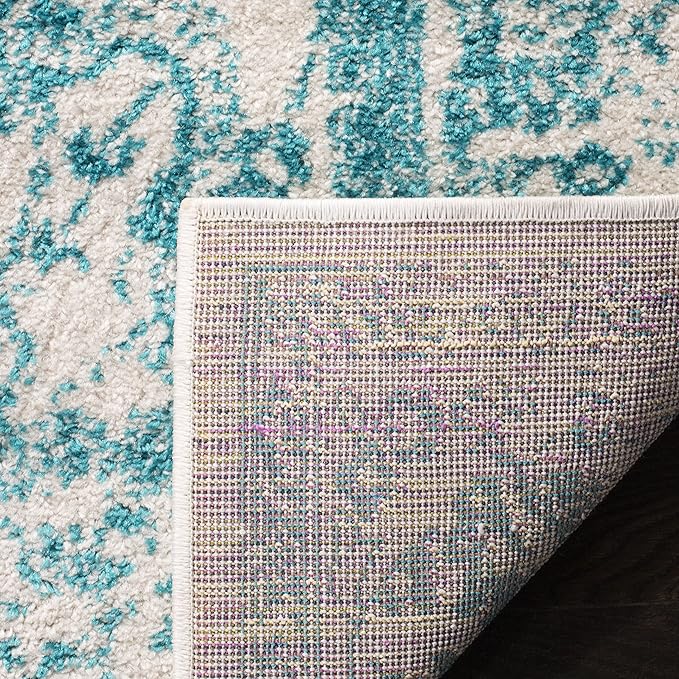 SAFAVIEH Adirondack Collection Runner Rug - 2'6" x 8', Ivory & Teal, Oriental Distressed Design, Non-Shedding & Easy Care, Ideal for High Traffic Areas in Living Room, Bedroom (ADR109D)