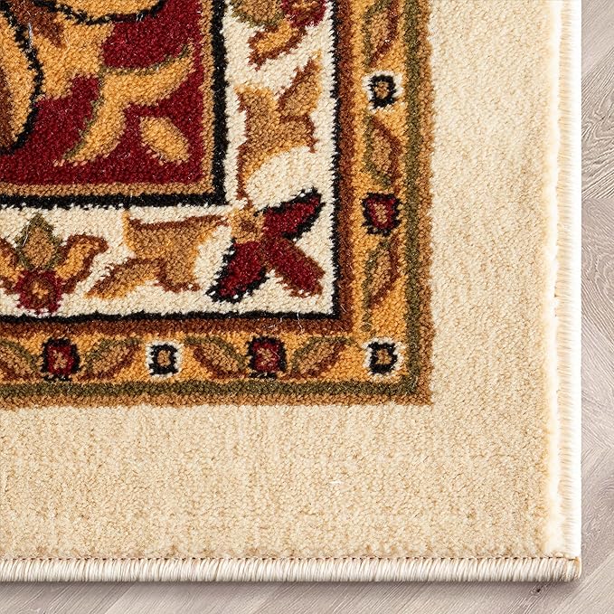 Well Woven Barclay Collection Medallion Kashan Ivory 5x7 Area Rug - for Living Room, Bedroom, and Dining Room