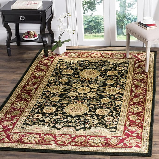 SAFAVIEH Lyndhurst Collection 10' Square Black/Red LNH212G Traditional Oriental Non-Shedding Living Room Bedroom Area Rug