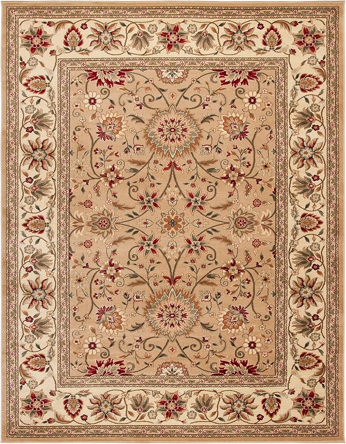 SAFAVIEH Lyndhurst Collection Area Rug - 8' x 11', Beige & Ivory, Traditional Oriental Design, Non-Shedding & Easy Care, Ideal for High Traffic Areas in Living Room, Bedroom (LNH212D)