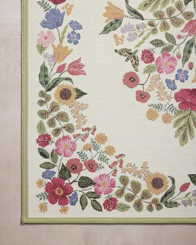 Loloi Rifle Paper Co. Perennial Collection Blossom PRN-01 Cream 2'-5" x 3'-11" Indoor/Outdoor Accent Rug