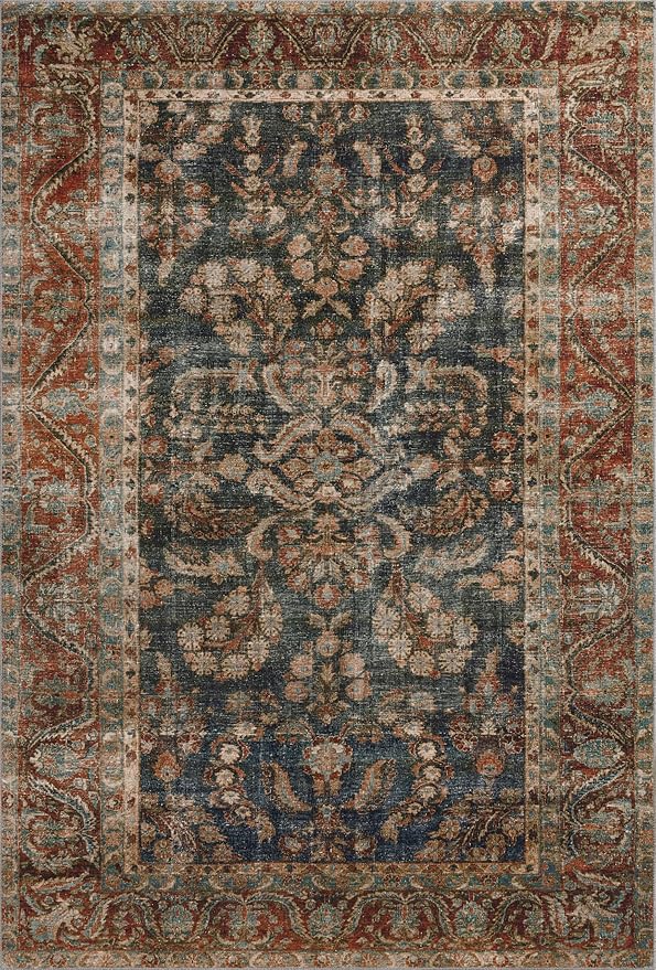 Loloi Chris Loves Julia Jules Collection JUL-10 Ocean/Spice 2'-6" x 12'-0", .13" Pile Height, Runner Rug