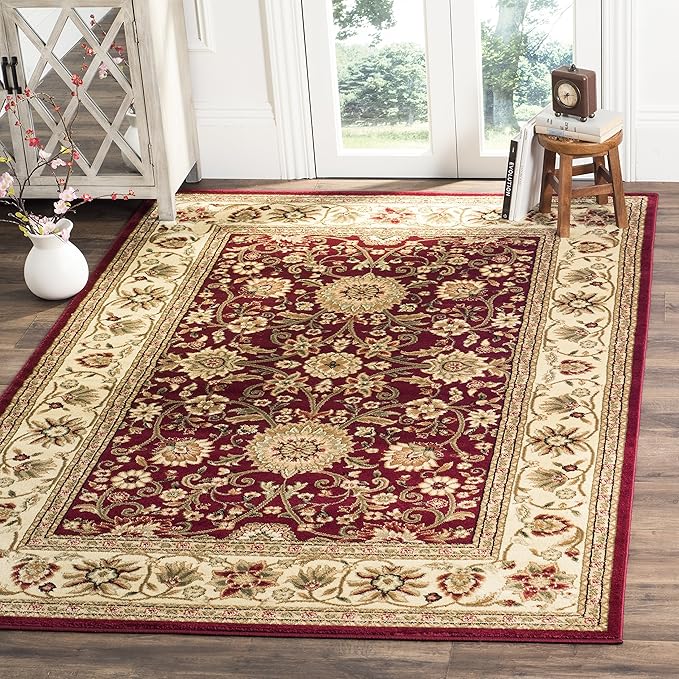 SAFAVIEH Lyndhurst Collection Area Rug - 5'3" x 7'6", Red & Ivory, Traditional Oriental Design, Non-Shedding & Easy Care, Ideal for High Traffic Areas in Living Room, Bedroom (LNH212F)