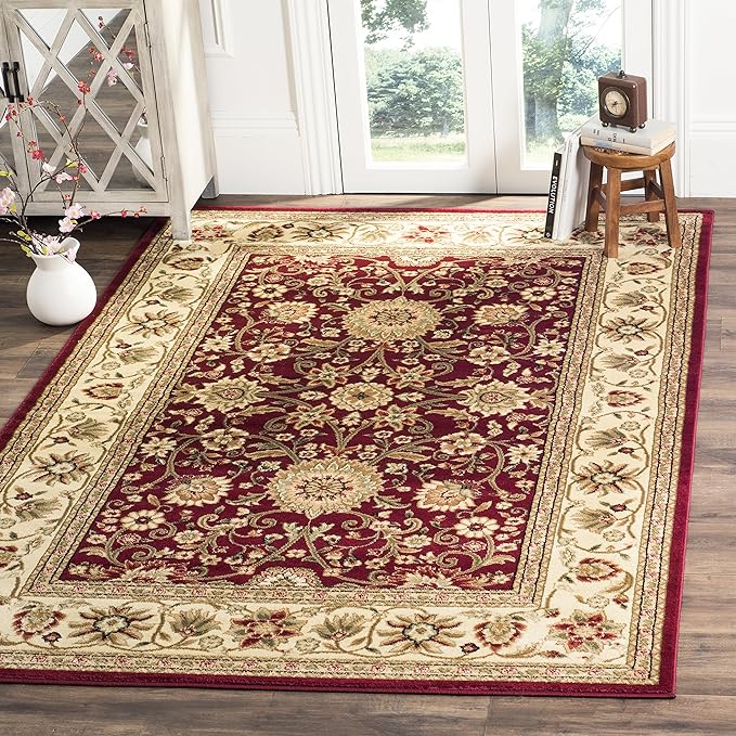 SAFAVIEH Lyndhurst Collection Area Rug - 6' x 9', Red & Ivory, Traditional Oriental Design, Non-Shedding & Easy Care, Ideal for High Traffic Areas in Living Room, Bedroom (LNH212F)