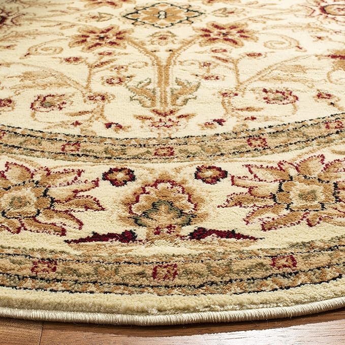 SAFAVIEH Lyndhurst Collection 3'3" Round Ivory / Ivory LNH212L Traditional Oriental Non-Shedding Dining Room Entryway Foyer Living Room Bedroom Area Rug