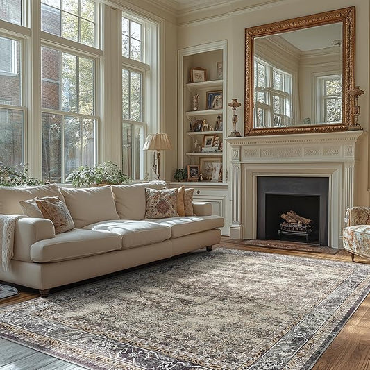 6x9 ft Area Rug, Washable & Non-Slip, Boho Brown Rug for Living Room, Bedroom, Patio & Outdoor Spaces – Soft, Durable & Stylish Area Rugs