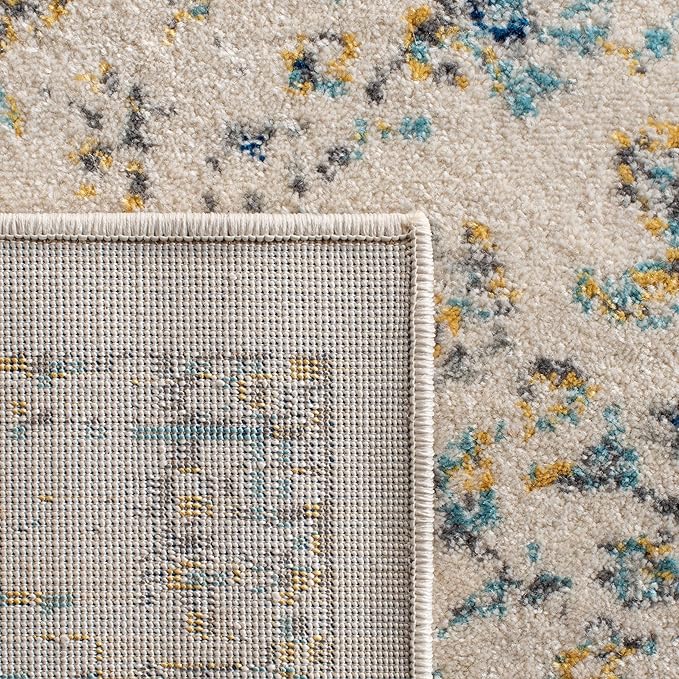 SAFAVIEH Evoke Collection Area Rug - 6'7" x 9', Ivory & Blue, Shabby Chic Oriental Medallion Design, Non-Shedding & Easy Care, Ideal for High Traffic Areas in Living Room, Bedroom (EVK220C)