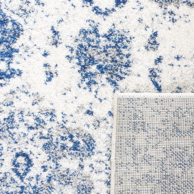 SAFAVIEH Madison Collection Runner Rug - 2'3" x 14', White & Royal Blue, Floral Medallion Distressed Design, Non-Shedding & Easy Care, Ideal for High Traffic Areas in Living Room, Bedroom (MAD611C)