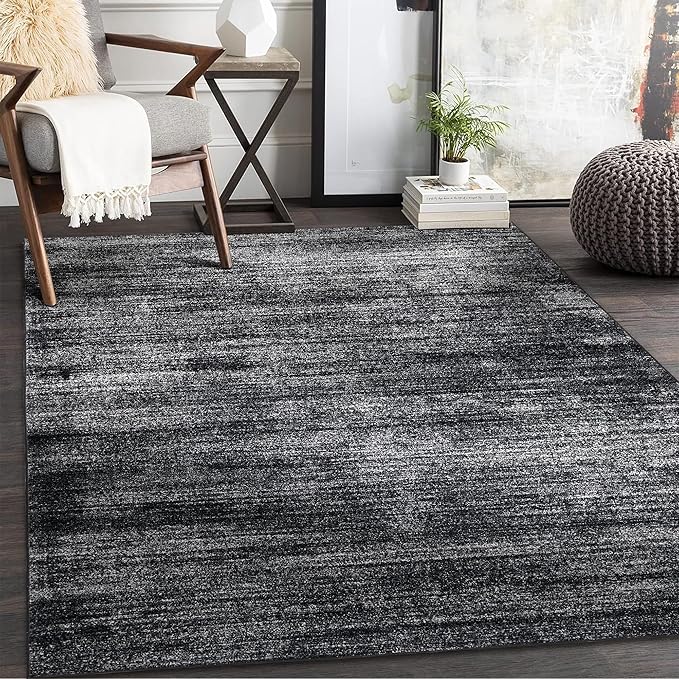 Black and White Rug for Living Room,Washable Abstract Modern Boho Dark 5x7 Area Rugs for Office